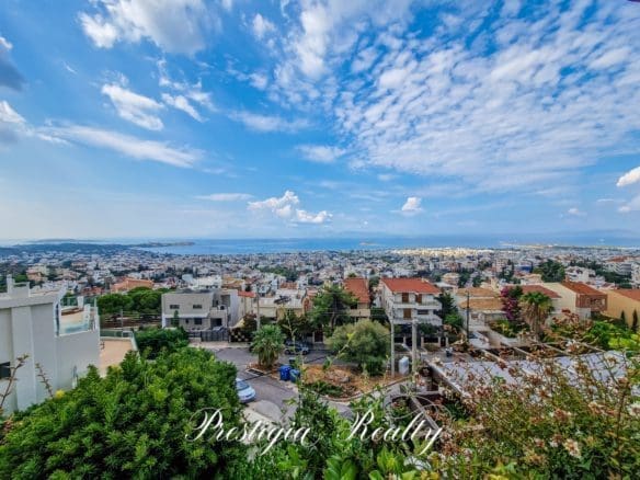 Panoramic sea view from a luxury villa in Panorama Voula, Athenian Riviera
