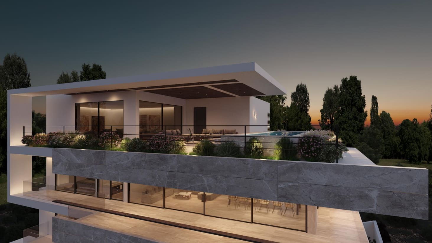 Private rooftop pool with panoramic sea views in an exclusive penthouse in Varkiza