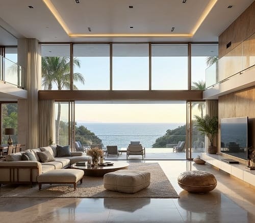 Luxury villa living room with elegant interior