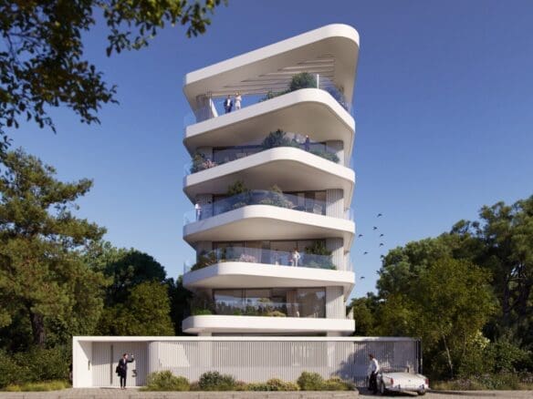 Luxury penthouse maisonette in Glyfada Golf featuring rooftop pool, panoramic sea and skyline views, and modern architecture in an elite Athenian neighborhood