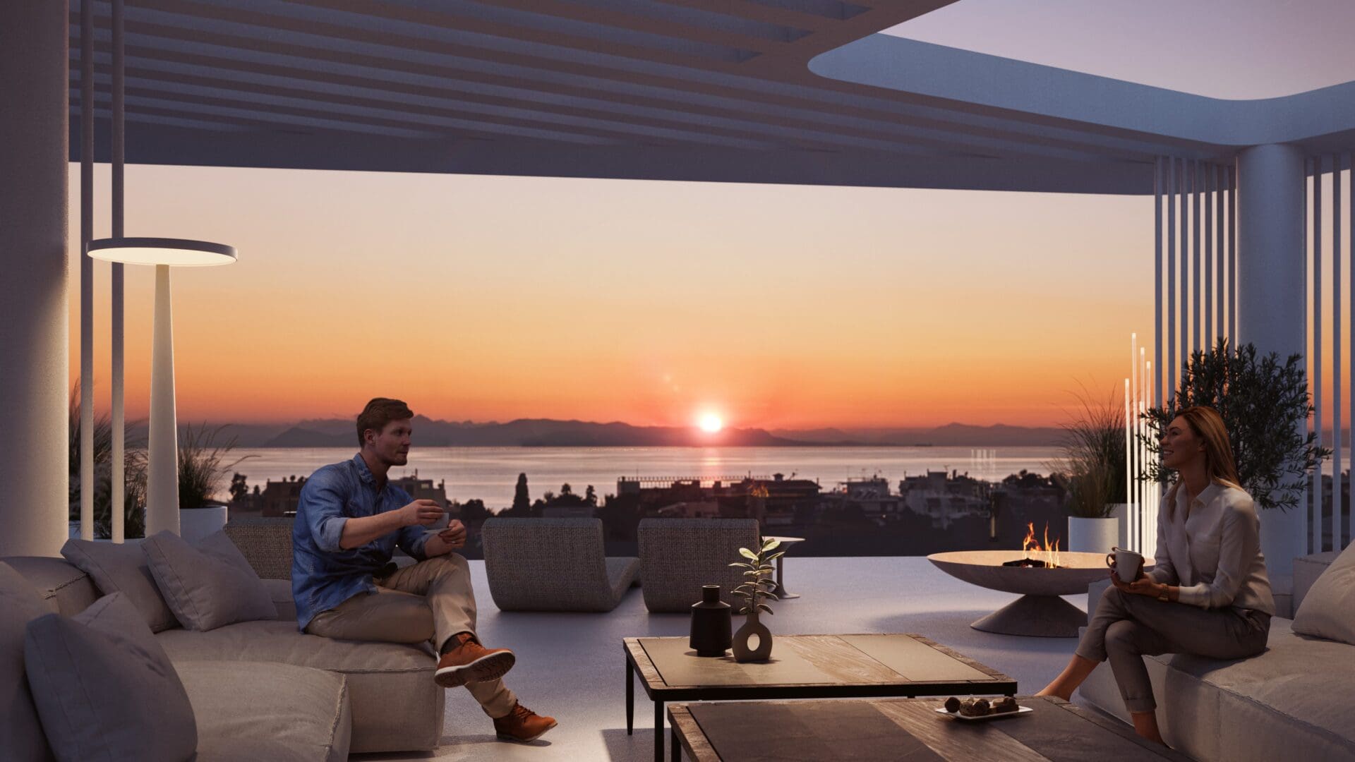 Luxury penthouse maisonette in Glyfada Golf featuring rooftop pool, panoramic sea and skyline views, and modern architecture in an elite Athenian neighborhood